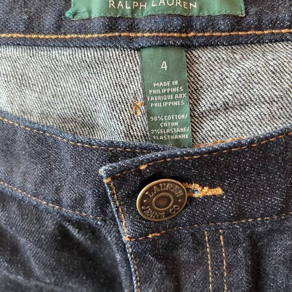 LRL Lauren Jeans Co Ralph Lauren Dark Wash Bermuda Length Shorts Women's Size 4 - Picture 4 of 6